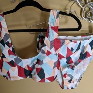 Geometric High-Waist Bikini, Small, NEW